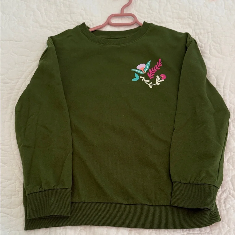 Target Green Kids Lightweight Sweatshirt with Floral Design, size M - 8.